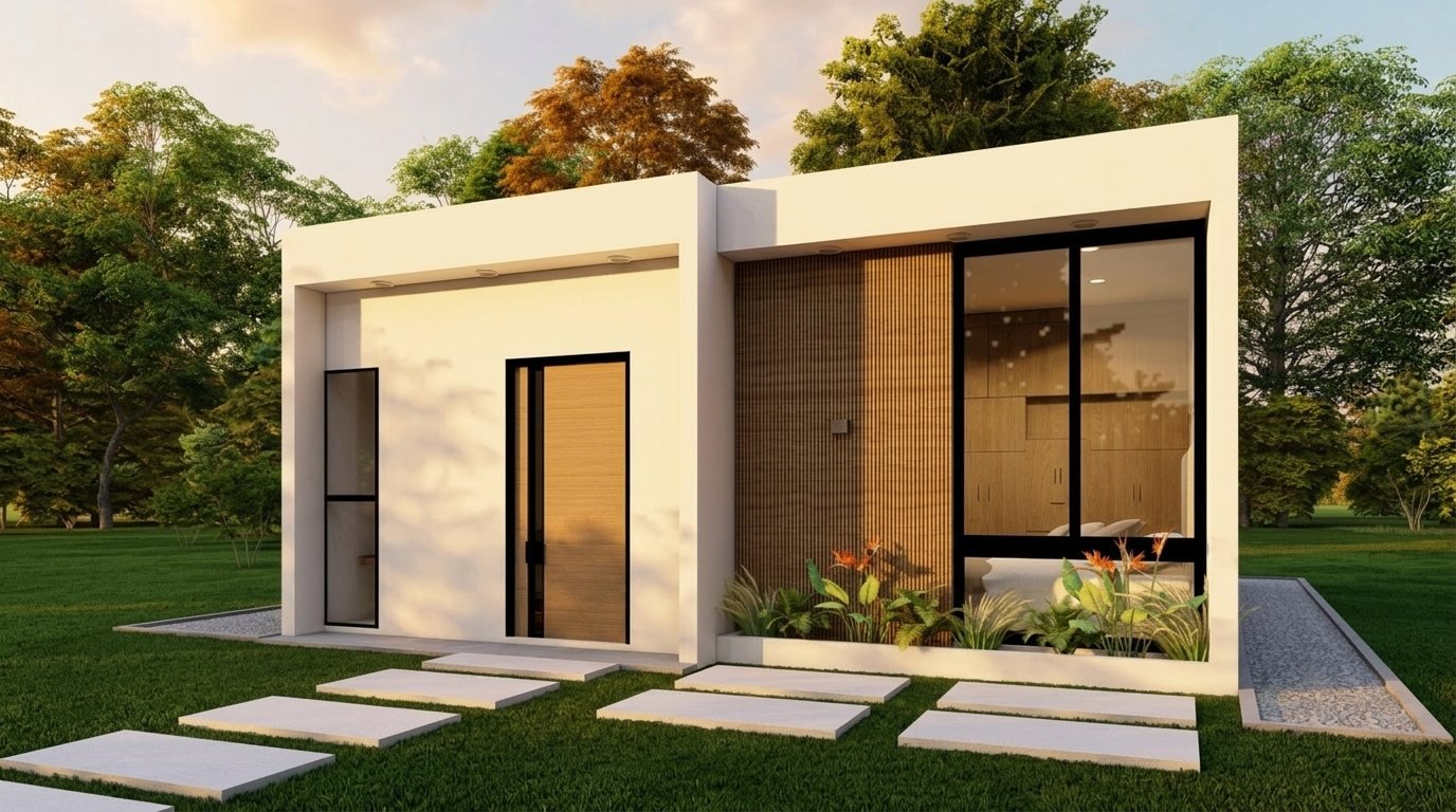 Render de la fachada de la Casa Dalia en Fraccionamiento Gardenias